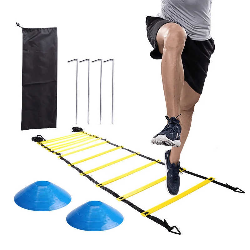 KALOAD Soccer Training Ladder Logo Disc Resistance Parachute Jumping Grid Ladder Outdoor Ladder Rope Ladder Training Set