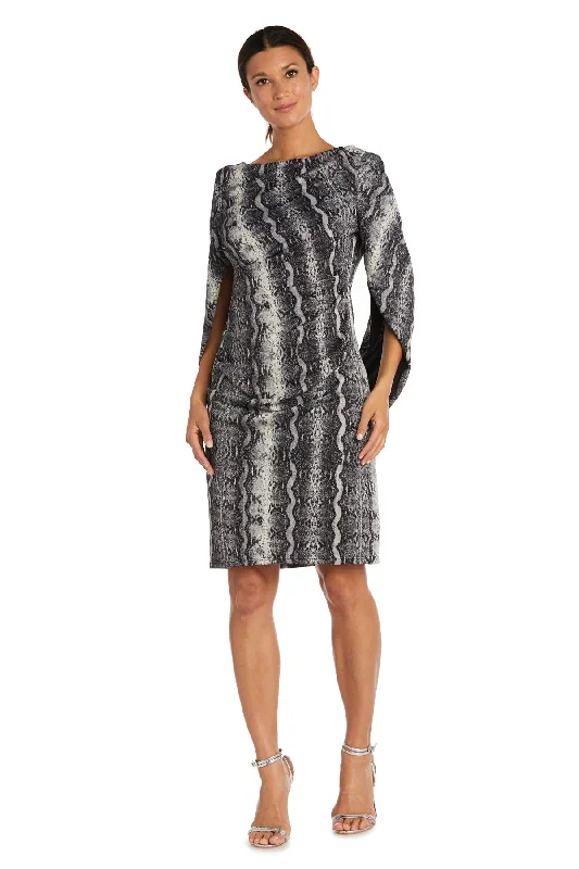 R&M Richards 9191P Short Cocktail Metallic Petite Dress