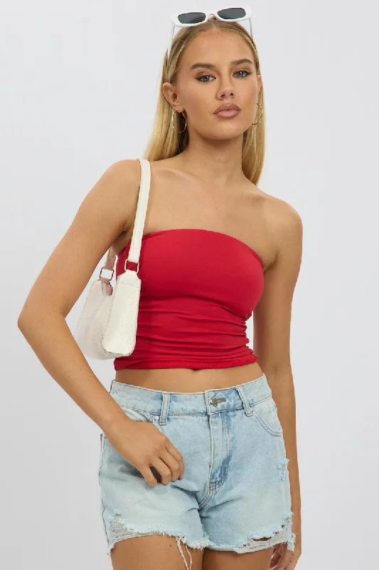 Red Ruched Bandeau Supersoft