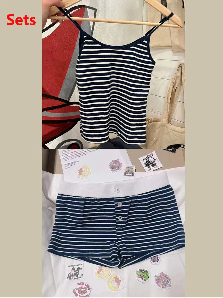 Navy blue striped