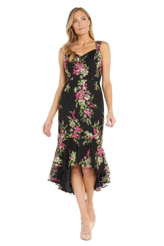 R&M Richards 1979 High Low Floral Print Cocktail Dress