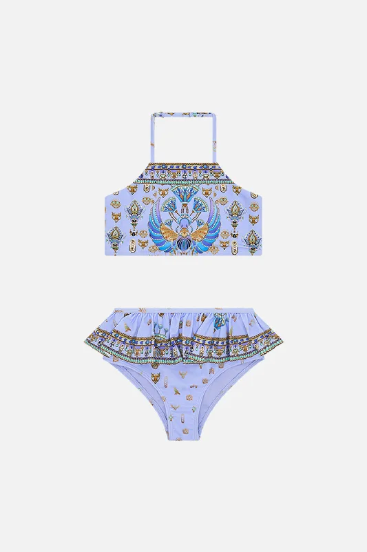 KIDS HALTER CROP WITH FRILL BOTTOM BIKINI 4-10 UNDER SCARAB SKIES