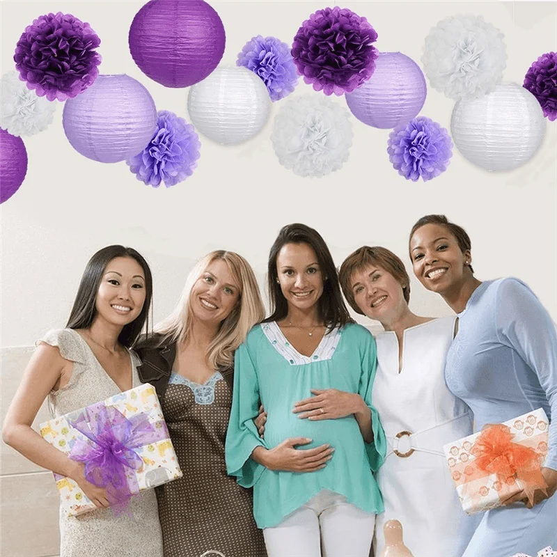 Birthday Party Wedding Decorations 15Pcs/Set Paper Flower Balls Poms Paper Honeycomb Balls Paper Lanterns