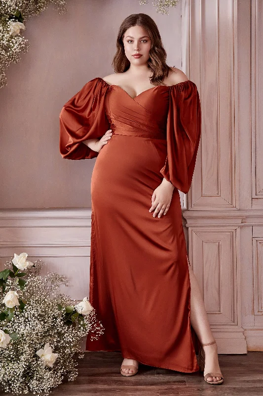 Cinderella Divine CD7482C Long Off Shoulder Plus Size Prom Dress Sienna