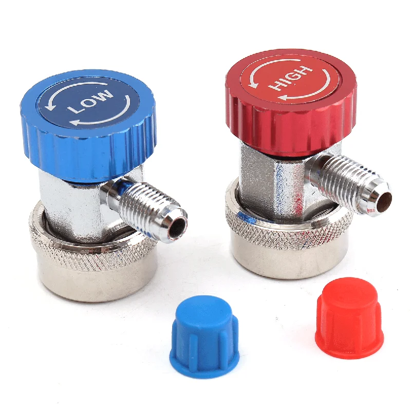 R134A AC Adjustable Quick Coupler Adapter Fitting High Low Manifold Gauge Conversion Set