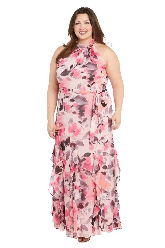 R&M Richards 1915W Long Floral Printed Formal Plus Size Dress