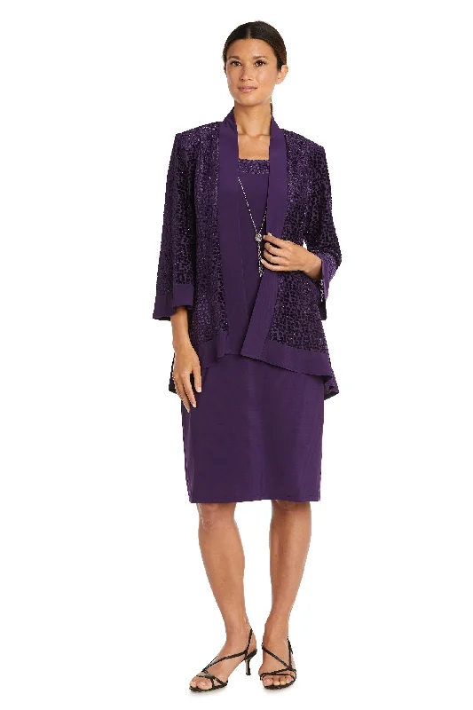 R&M Richards 7597P Short Velvet Mother of the Bride Petite Jacket Dress