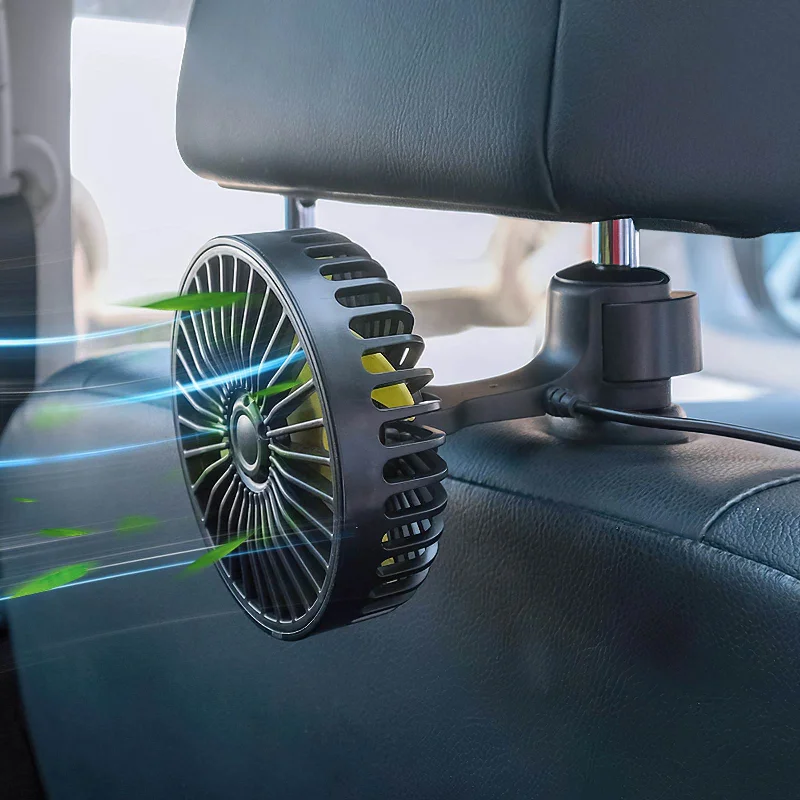 Portable Car Fan Cooler with USB and 3 Wind Settings