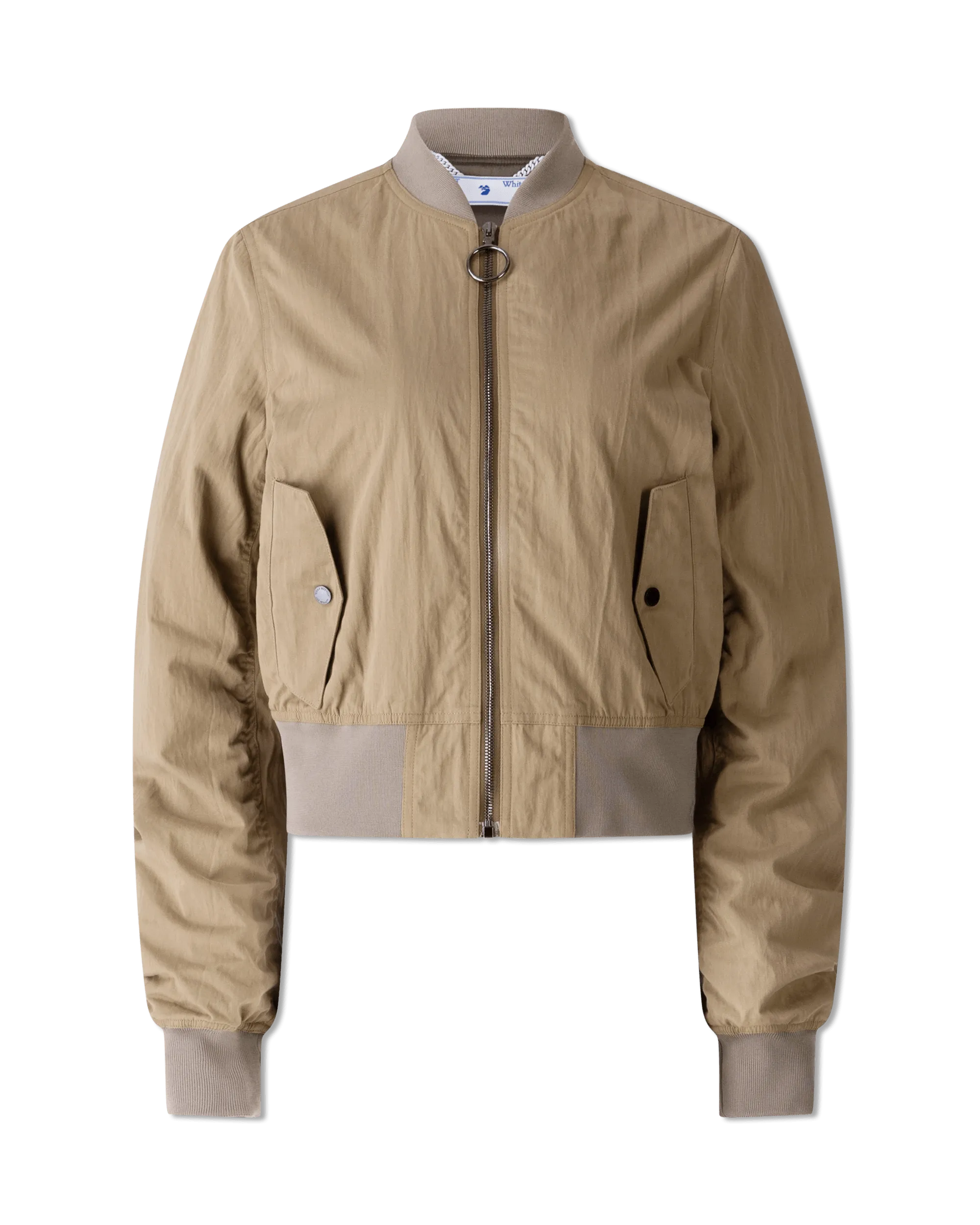 Gabardine Cropped Bomber Jacket