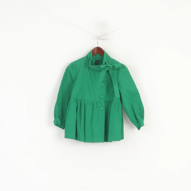 Topshop Women 10 S Jacket Green Baby Doll Cotton Corpped Elagant 3/4 Sleeve Top