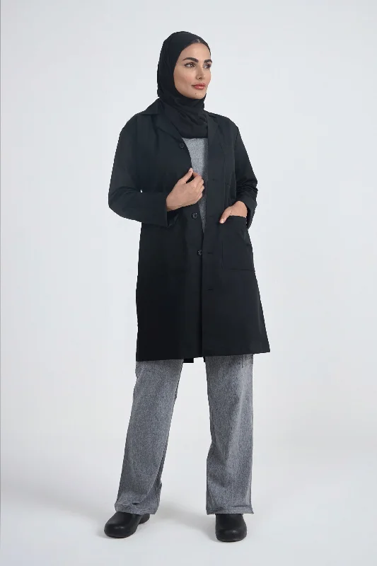 Unisex Long Jacket / Labcoat - SC 101C Black