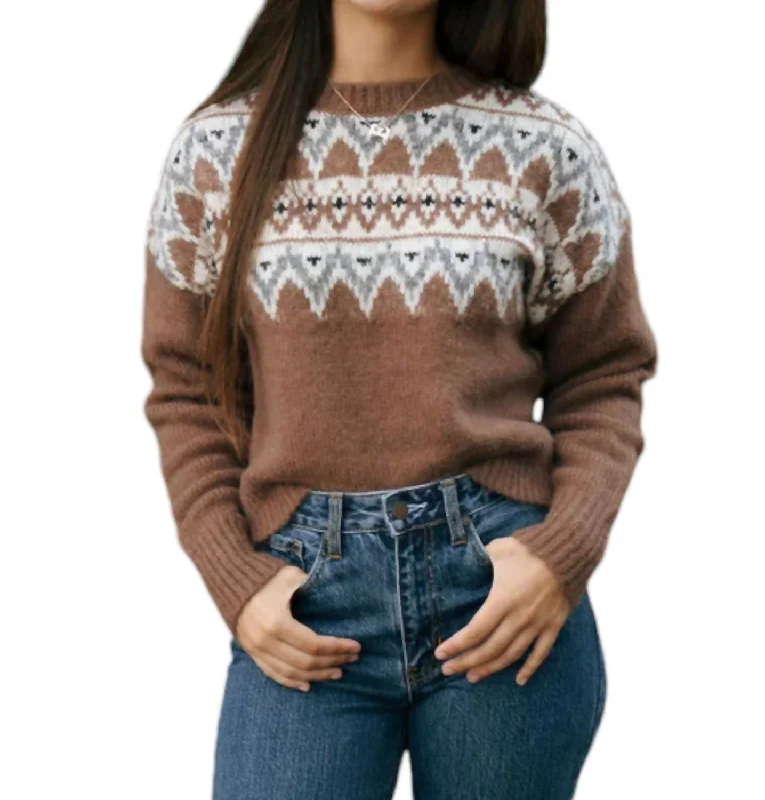 Aztec Sweater In Brown