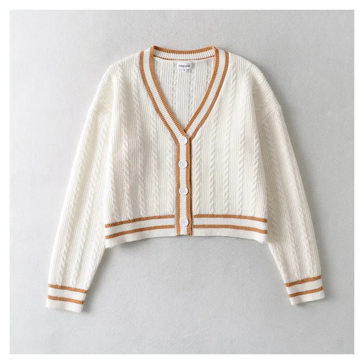 Casual twist knitted sweater jacket  7430