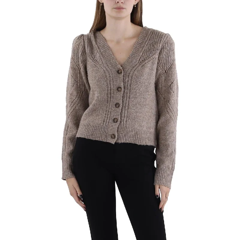 Julietta Womens Open Stitch Button-Down Cardigan Sweater