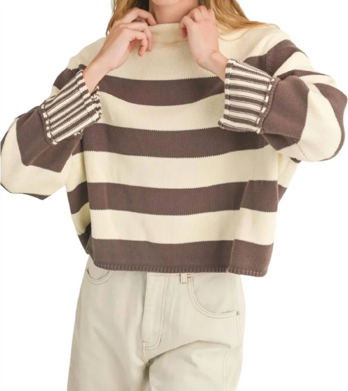 Stripe Sweater In Cocoa