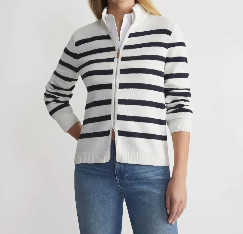 Stripe Zip Up Cardigan In Cloud Multi