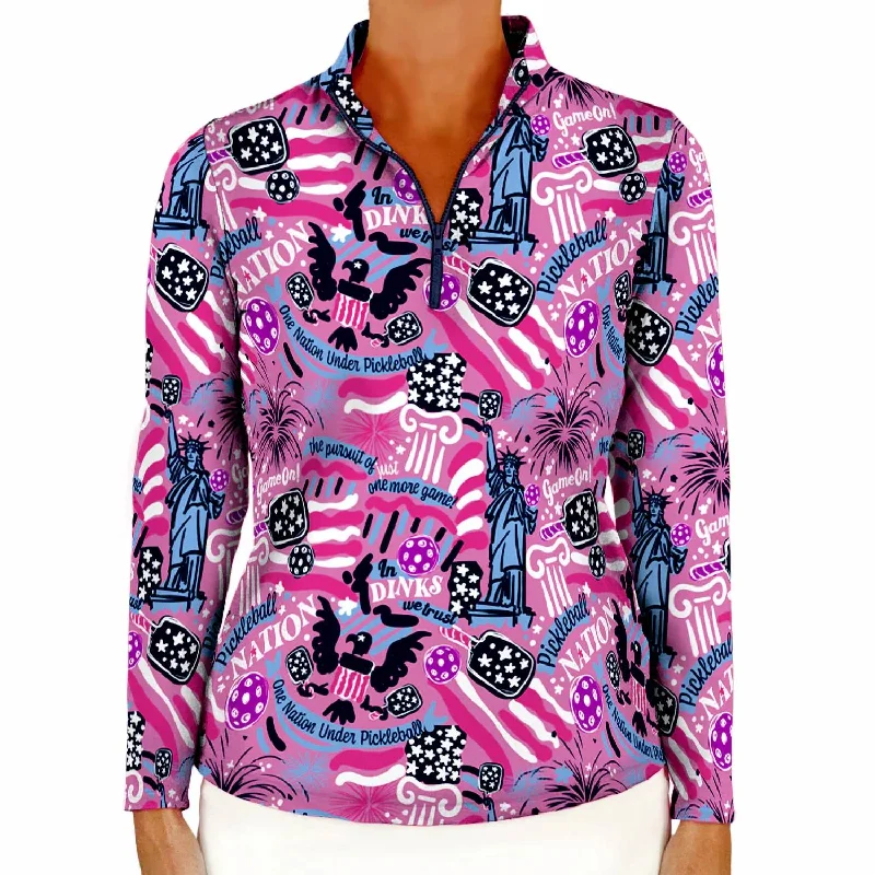 Women's Anna Maria Pullover Sweater In Pickleball Nation Orchid