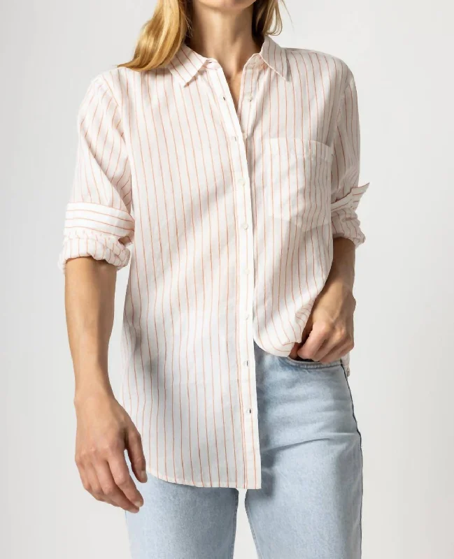 Boyfriend Buttondown Shirt In Tangerine Stripe