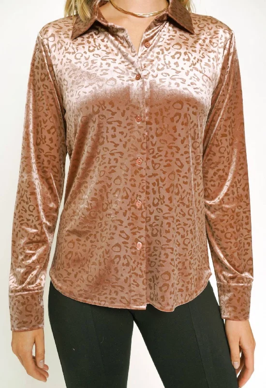 Button Down Shirt In Rust Leopard