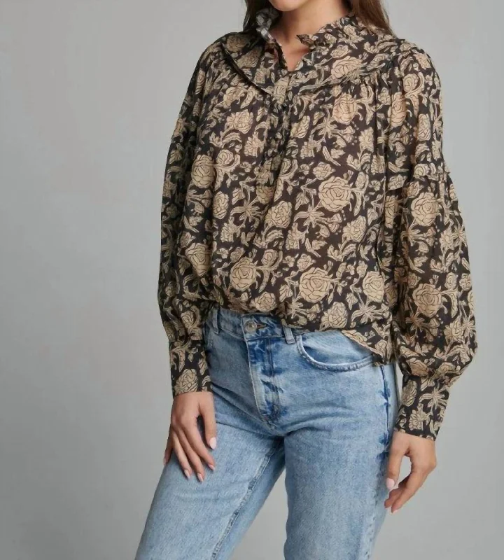 Camelia Shirt In Black Floral