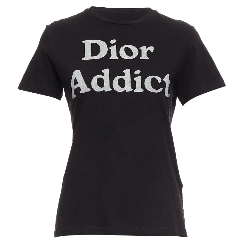 Christian Dior Addict Cotton Linen Logo Print Tshirt