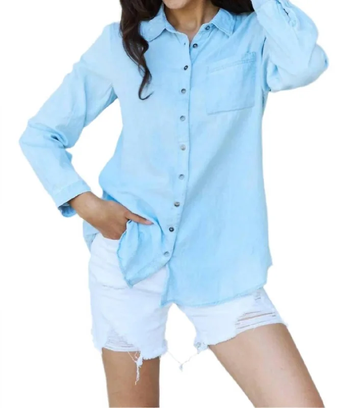 Denim Button Down Shirt In Light Blue