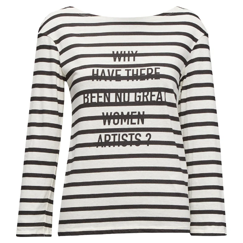 Dior No Great Women Artists Striped Cotton Linen Tshirt