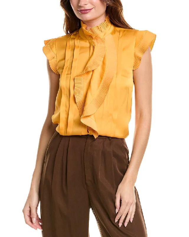 Elie Tahari Cascade Ruffle Silk-Blend Shirt