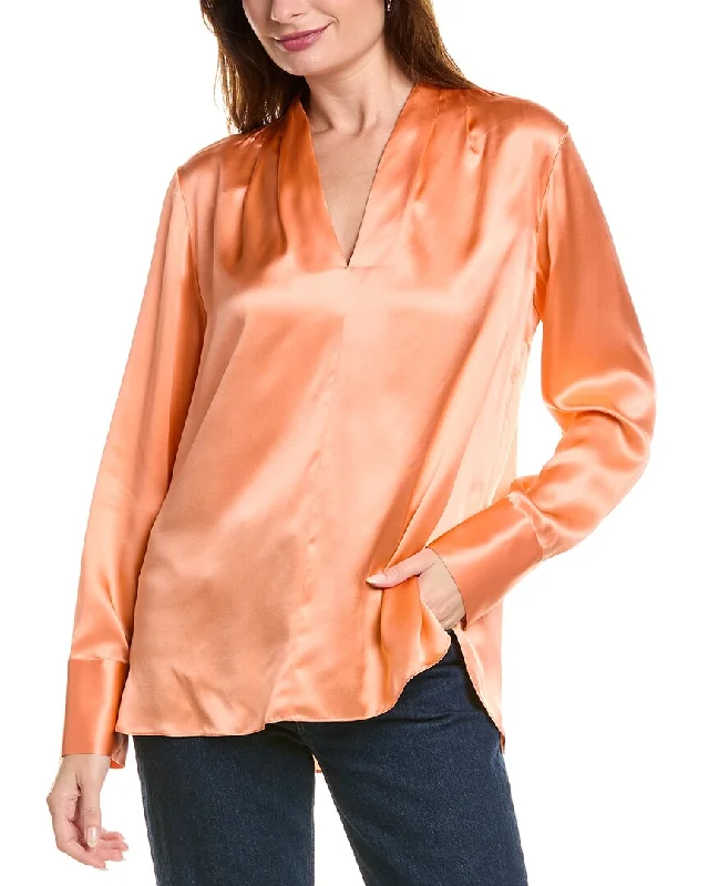 Elie Tahari Contour Neck Silk Shirt