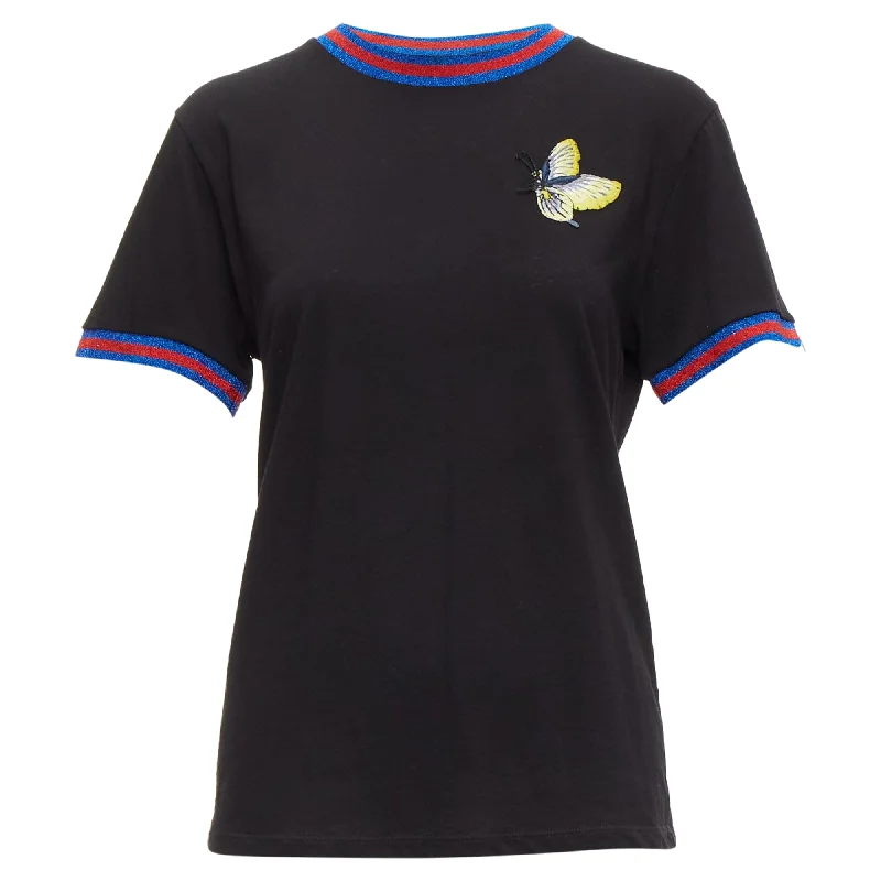 Gucci Butterfly Embroidery Patch Web Tshirt