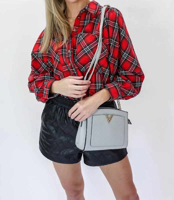 Motivated With Plans Plaid Top Shirt In Red