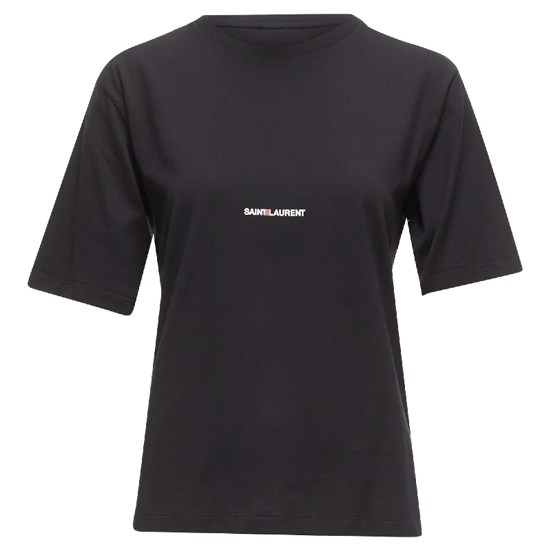 Saint Laurent Cotton Box Logo Boxy Half Sleeve Tshirt