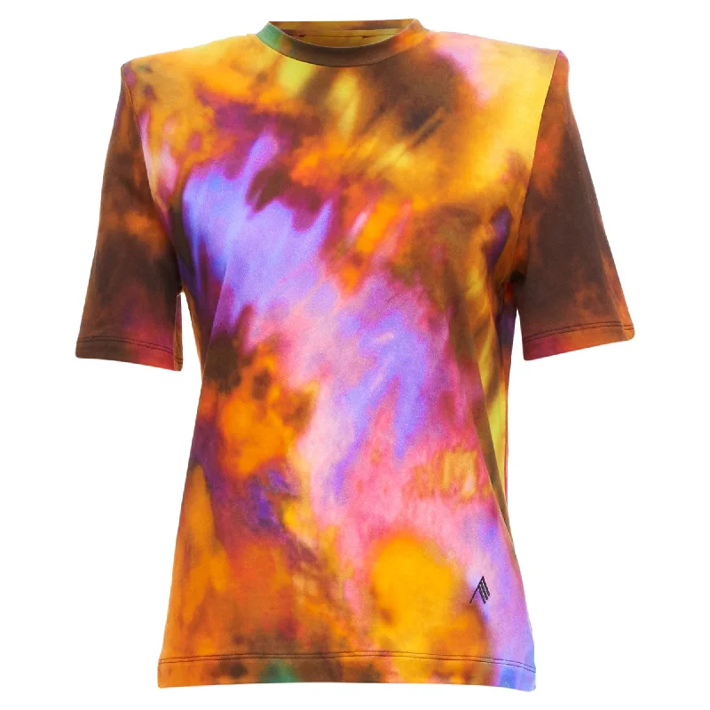 The Attico Bella Tie Dye Logo Embroidery Power Shoulder Tshirt