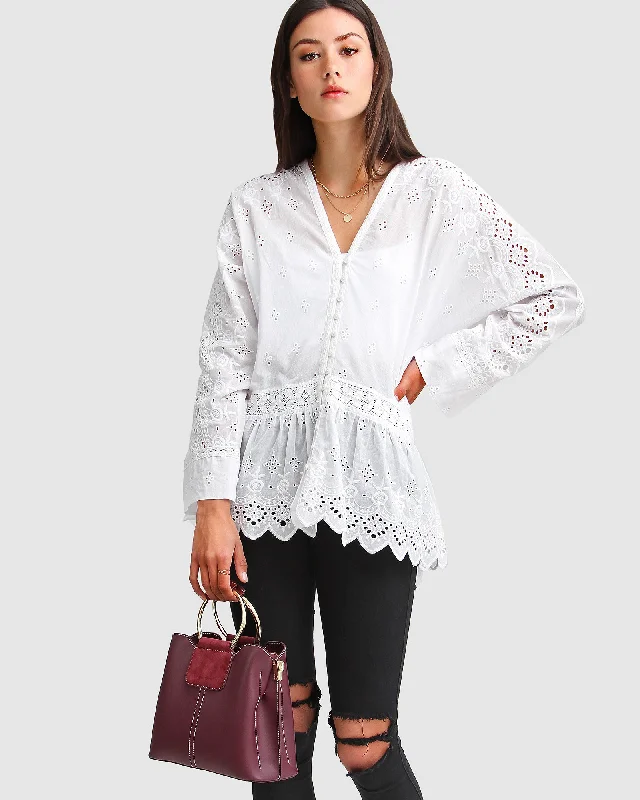 Unbutton Me Eyelet Button Down Shirt