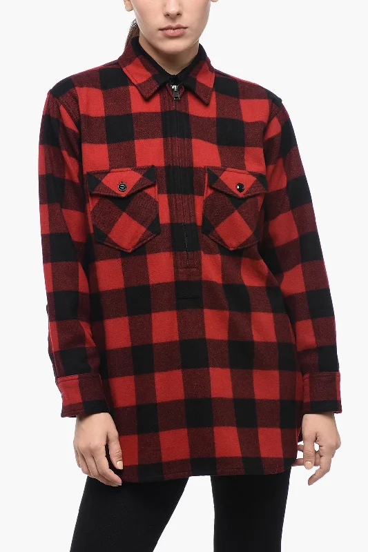 Woolrich Half-Zipped Shirt with Check Motif