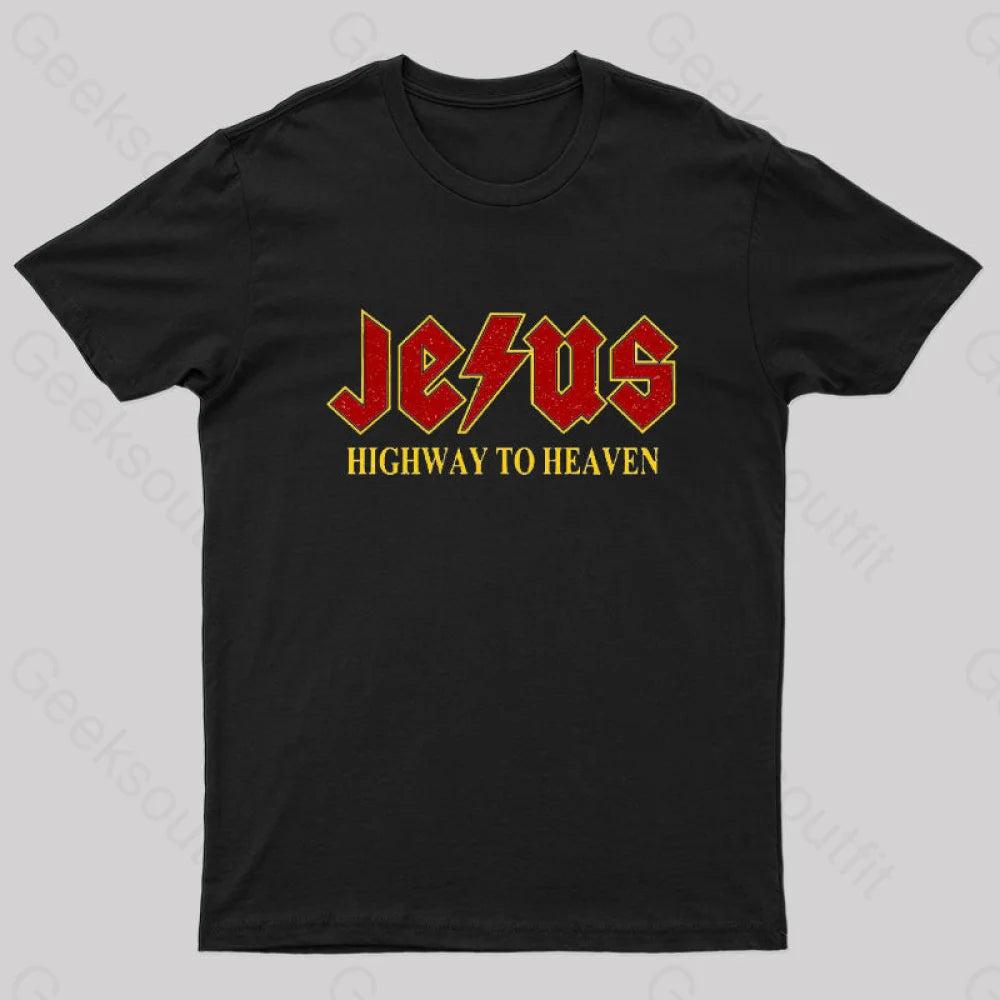 Jesus Rocks Highway to Heaven Nerd T-Shirt