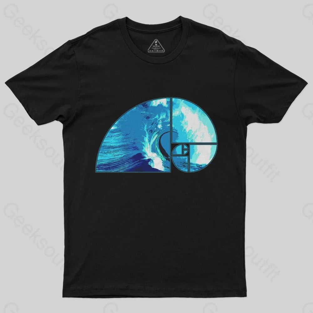 Ocean Wave Fibonacci Spiral T-Shirt