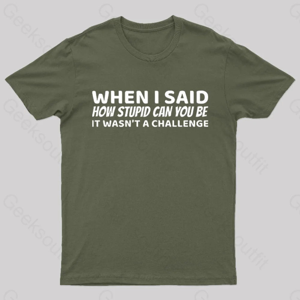 When I Said How Stupid Can You Be It Wasn't A Challenge Nerd T-Shirt