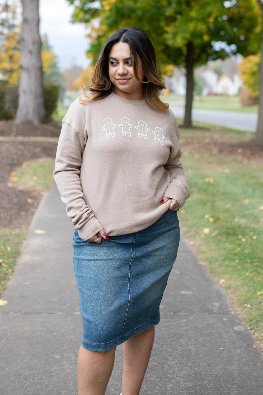 Gingerbread Row Graphic Sweatshirt in Tan