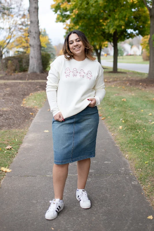 Gingerbread Row Graphic Sweatshirt in Vintage White