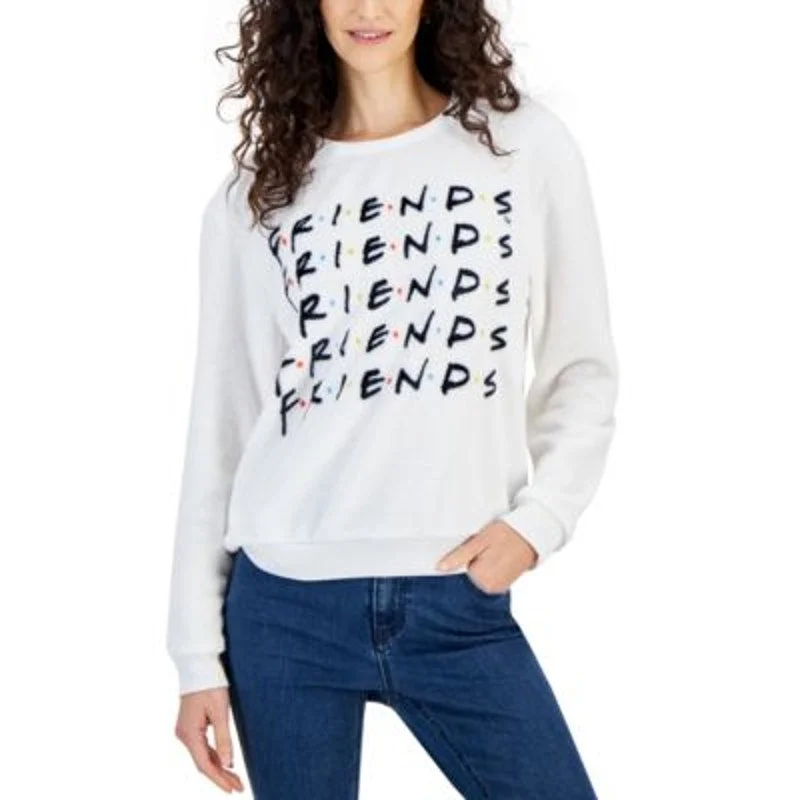 Love Tribe Juniors "Friends" Graphic Long Sleeve Sweatshirt in Snow White