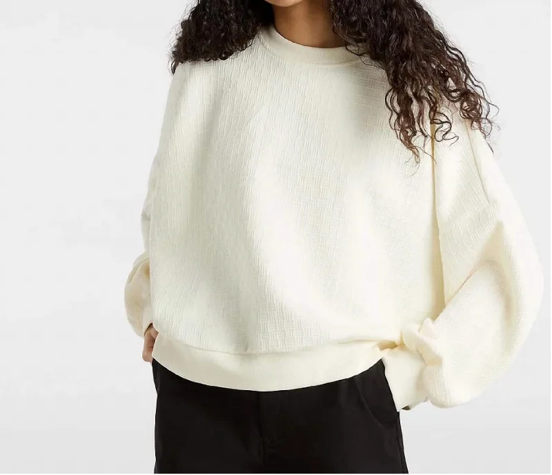 Sabine Loose Jacquard Crew Sweatshirt In Marshmallow