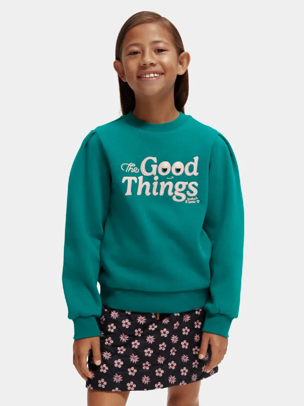 Kids - Artwork sweatshirt with pleated sleeves