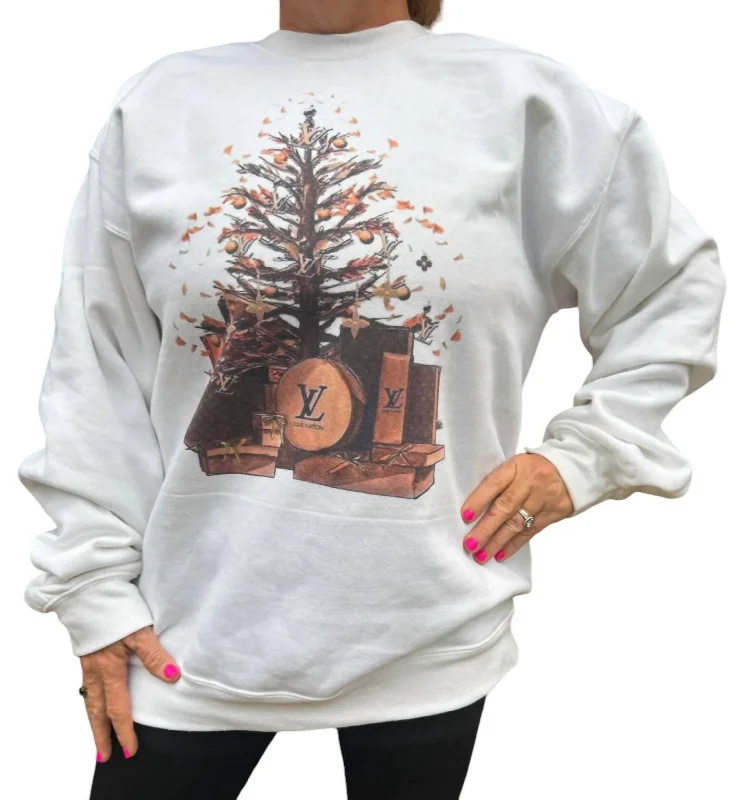 Luxury Christmas Tree Sweatshirt In Grey