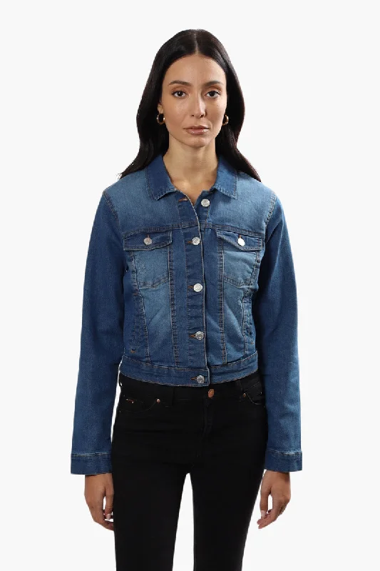 New Look Buttoned Flap Pocket Denim Jacket - Blue