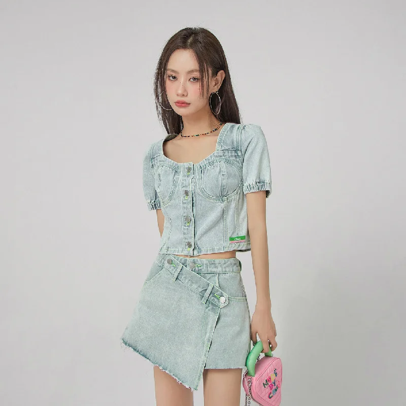 Puff Sleeve Denim Jacket