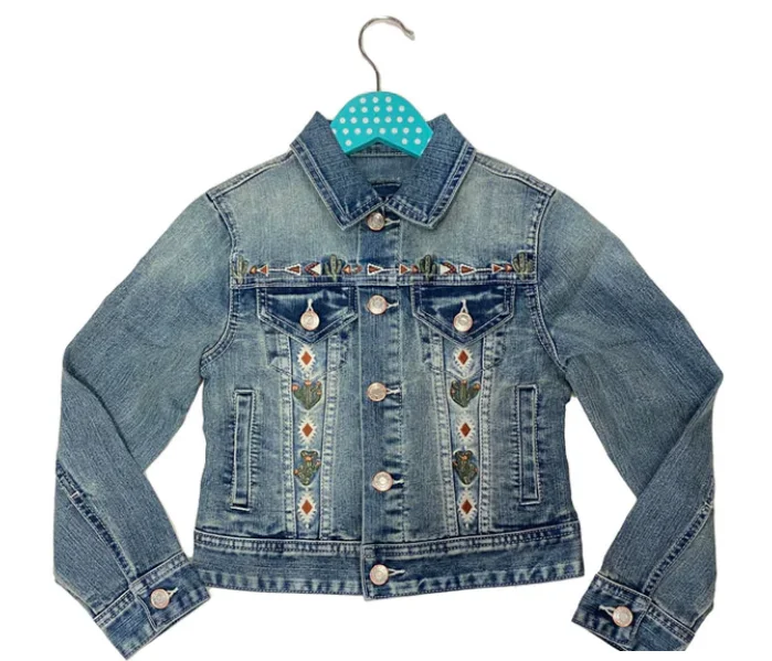 Girls Grace Cactus Embroidered Denim Jacket