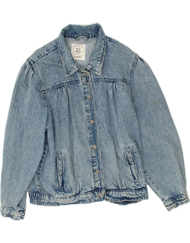 PULL & BEAR Womens Denim Jacket UK 18 XL Blue Cotton