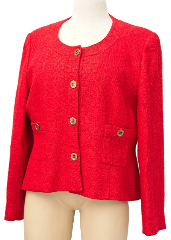 1980s Red Cropped Box Jacket • Vyella • UK18