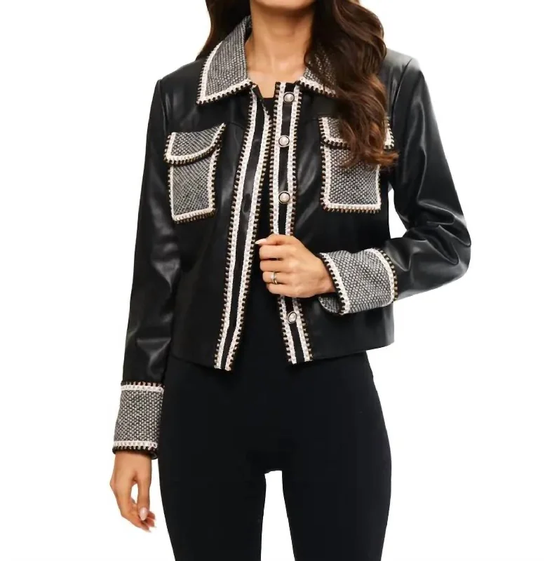 Vera Vegan Leather Cropped Jacket In Black